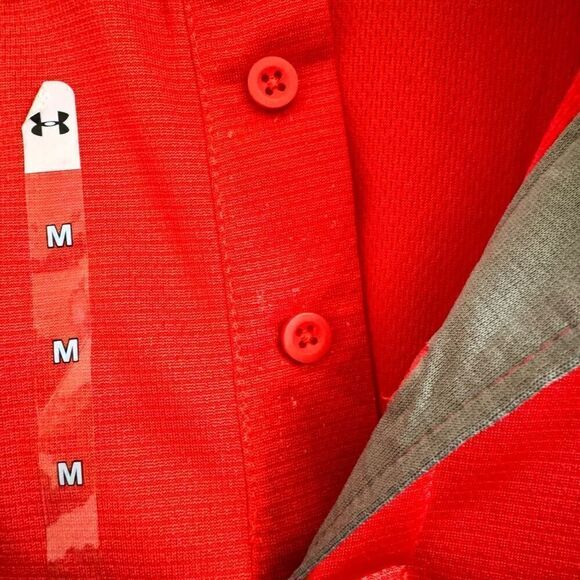 NEW Under Armour Men’s Heat Gear Loose Fit Polo Short Sleeves Red Size Medium - Picture 5 of 6
